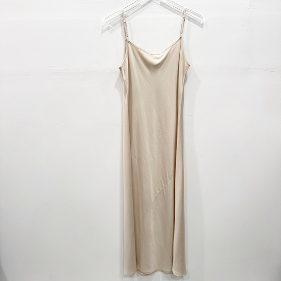 House Of Harlow 1960 Gold Slip Dress Spaghetti Strap Small Midi Maxi - Picture 2 of 6
